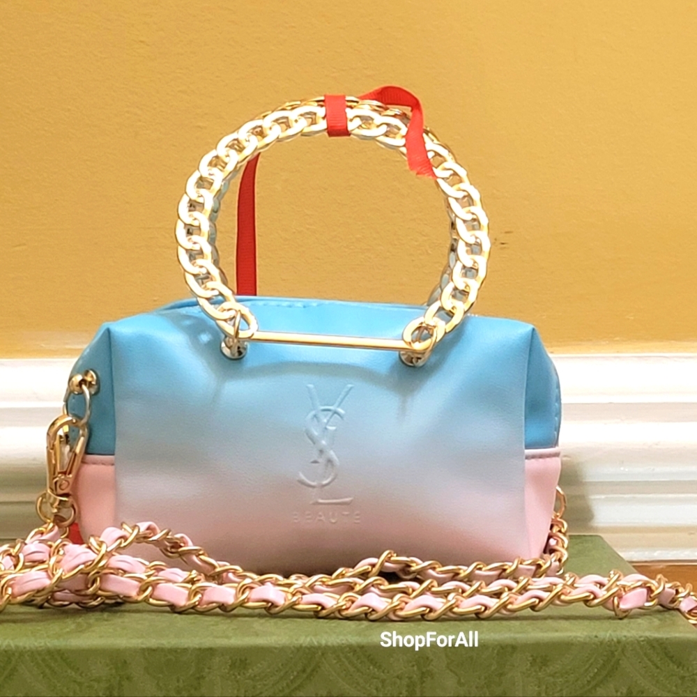 Yves Saint Laurent blue and pink mini bag with circular handel - Picture 4 of 16
